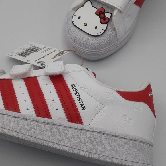 NIB ADIDAS ORIGINALS HELLO KITTY SUPERSTAR CF C KIDS GIRLS SHOES SIZE 2Y - Picture 7 of 10